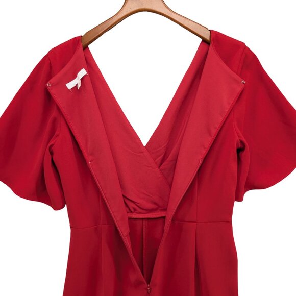 Harlyn Twist Front Jumpsuit Womens Solid Red Short Sleeve Wide Leg Size S - Picture 5 of 13